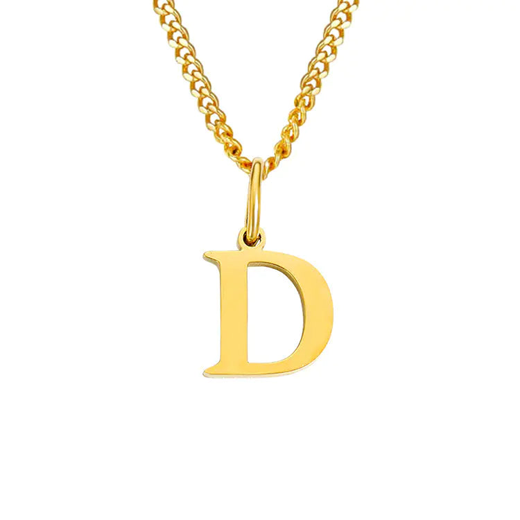 Initial Letter Necklace — Gold-Tone Minimal Pendant