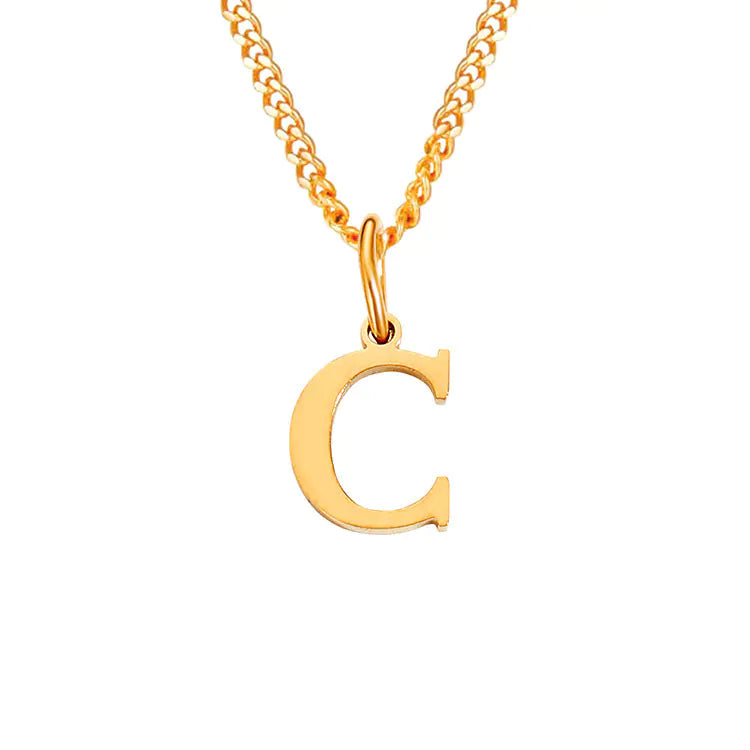 Initial Letter Necklace — Gold-Tone Minimal Pendant