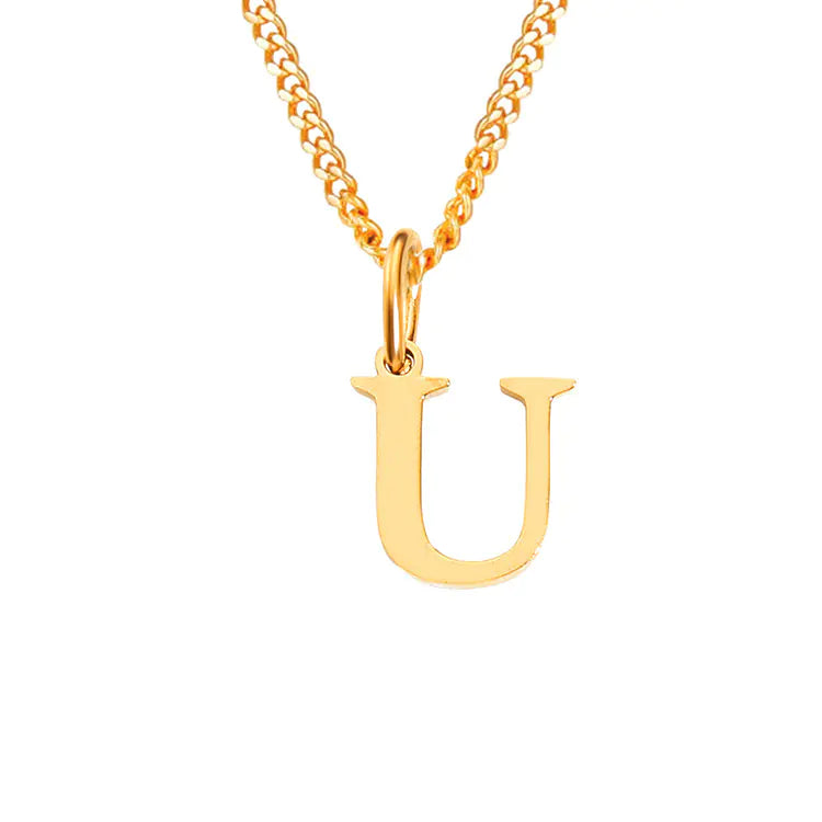 Initial Letter Necklace — Gold-Tone Minimal Pendant