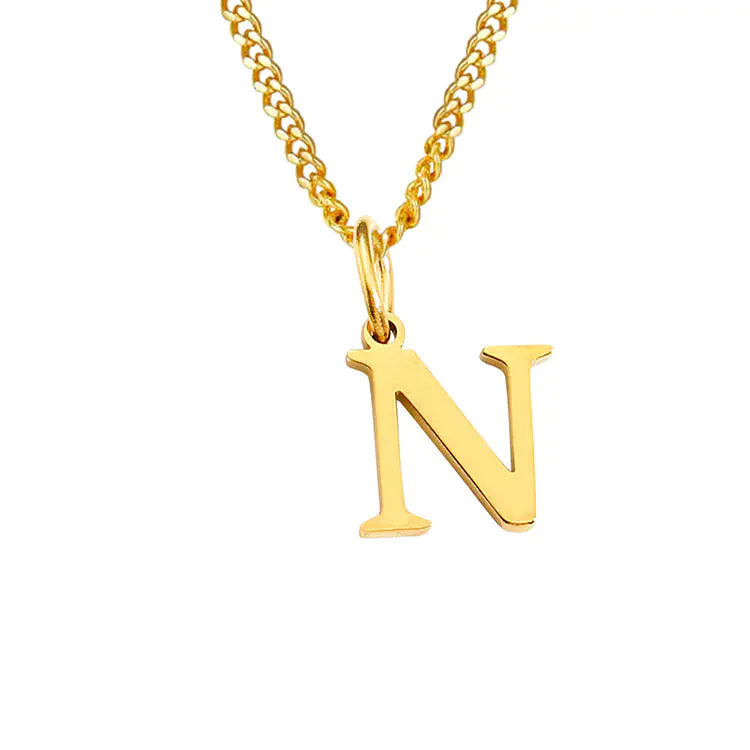 Initial Letter Necklace — Gold-Tone Minimal Pendant