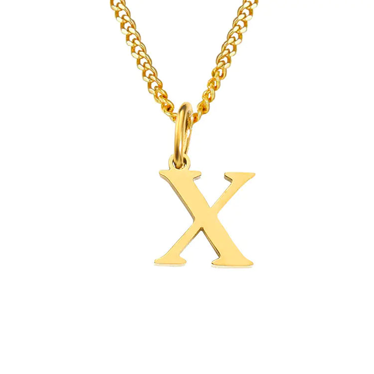 Initial Letter Necklace — Gold-Tone Minimal Pendant