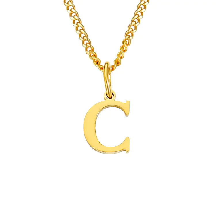 Initial Letter Necklace — Gold-Tone Minimal Pendant