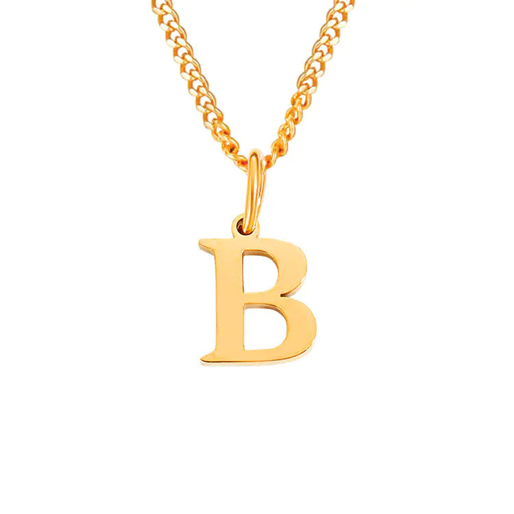 Initial Letter Necklace — Gold-Tone Minimal Pendant