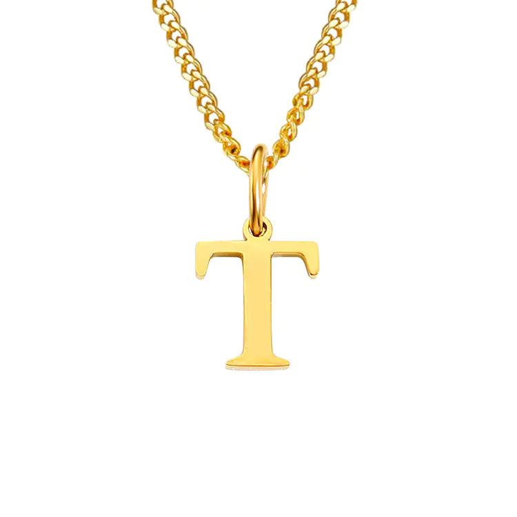 Initial Letter Necklace — Gold-Tone Minimal Pendant
