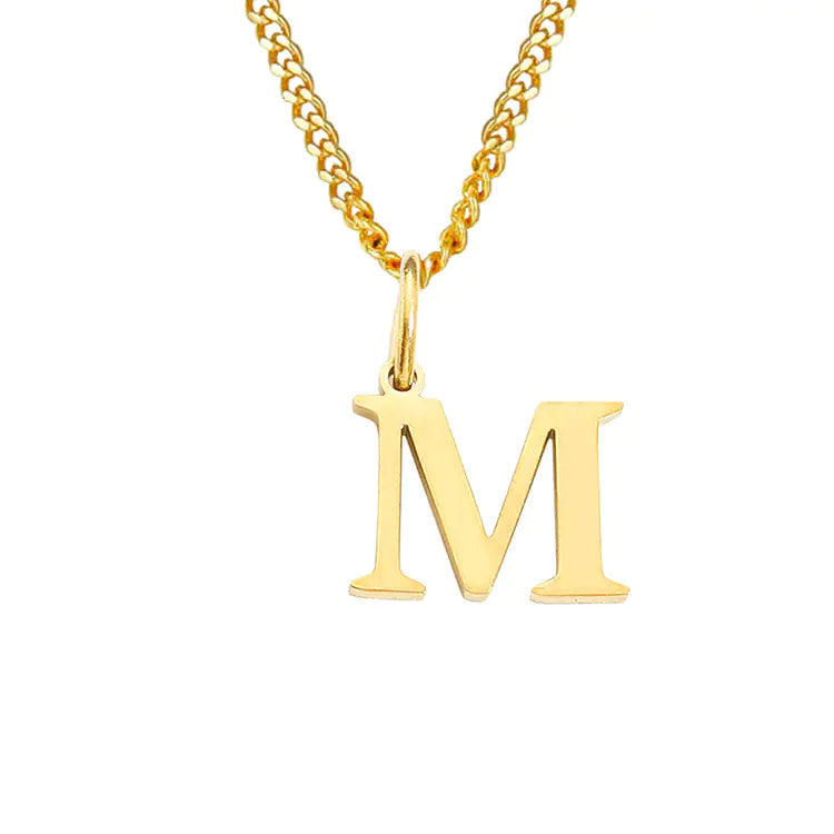 Initial Letter Necklace — Gold-Tone Minimal Pendant