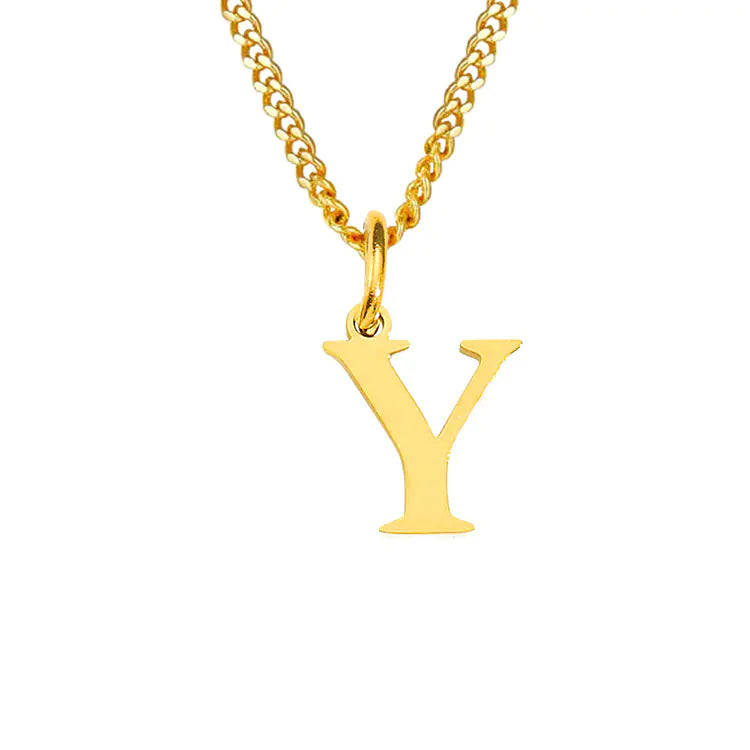 Initial Letter Necklace — Gold-Tone Minimal Pendant