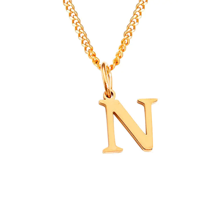Initial Letter Necklace — Gold-Tone Minimal Pendant