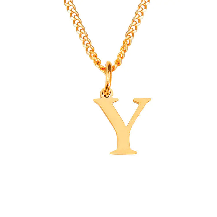 Initial Letter Necklace — Gold-Tone Minimal Pendant