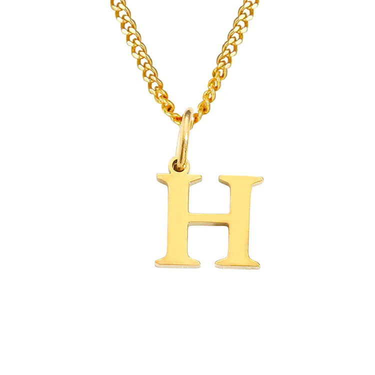 Initial Letter Necklace — Gold-Tone Minimal Pendant