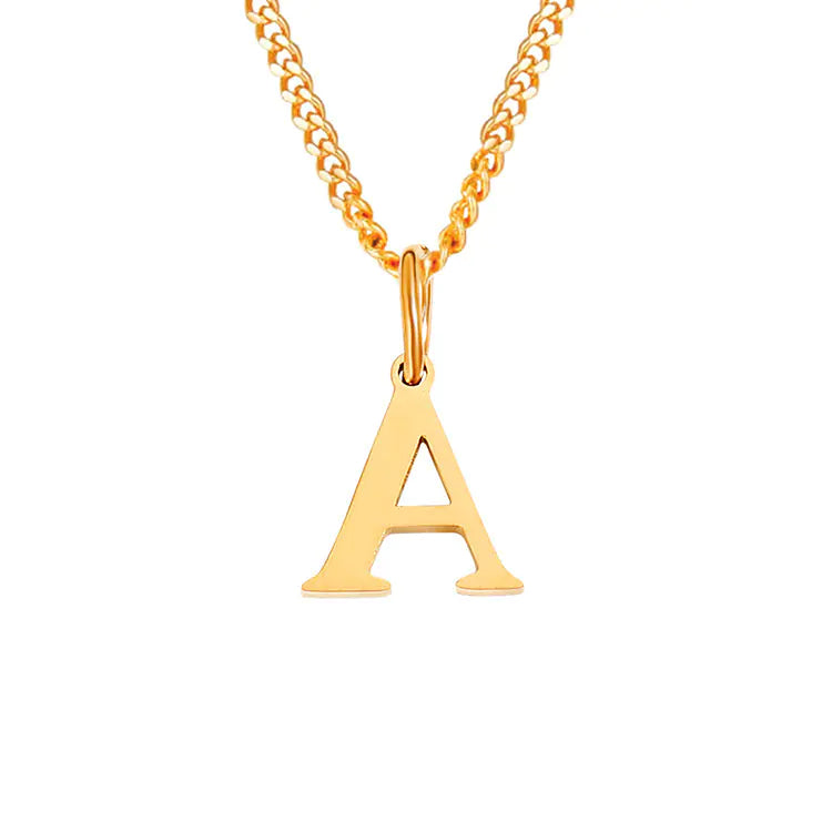Initial Letter Necklace — Gold-Tone Minimal Pendant
