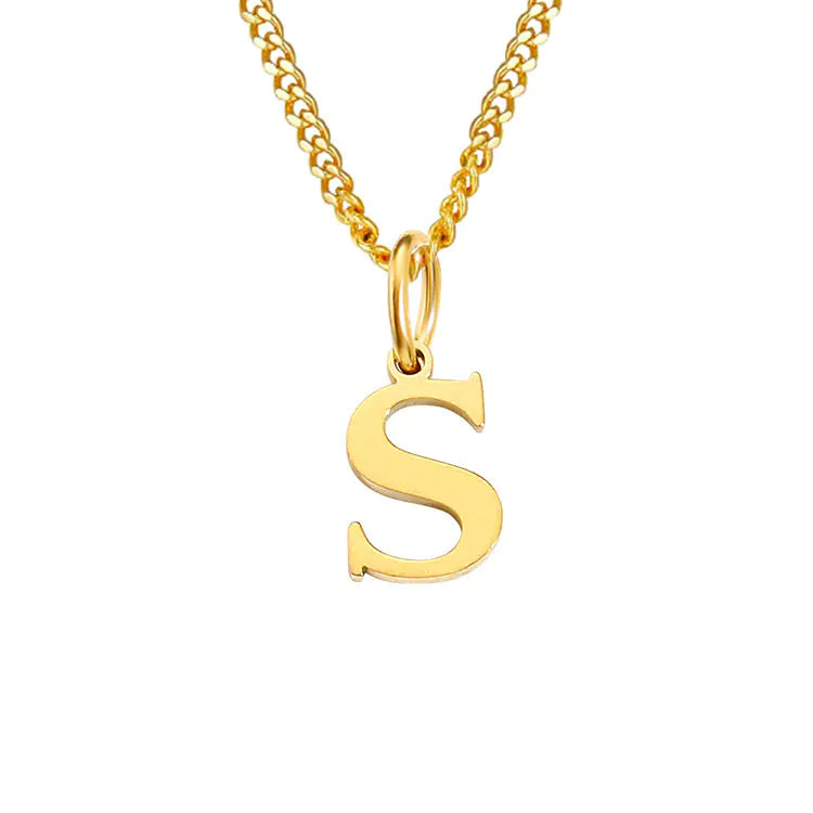 Initial Letter Necklace — Gold-Tone Minimal Pendant