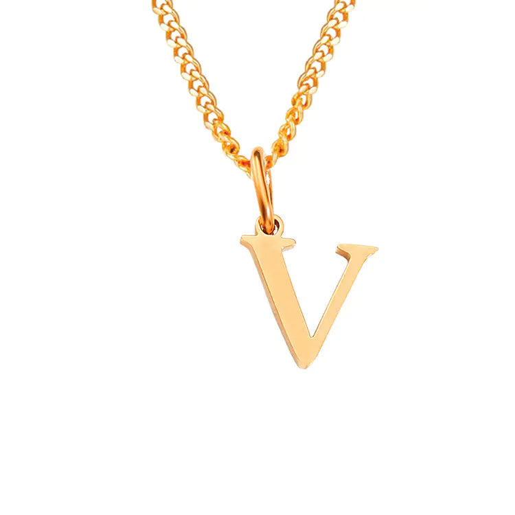 Initial Letter Necklace — Gold-Tone Minimal Pendant