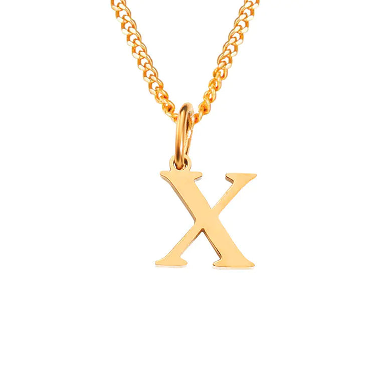 Initial Letter Necklace — Gold-Tone Minimal Pendant