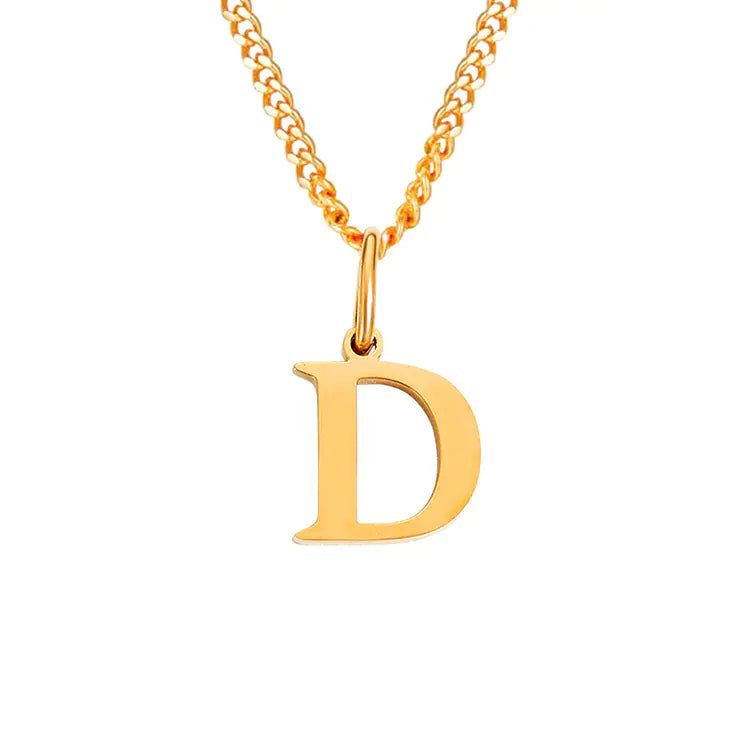 Initial Letter Necklace — Gold-Tone Minimal Pendant