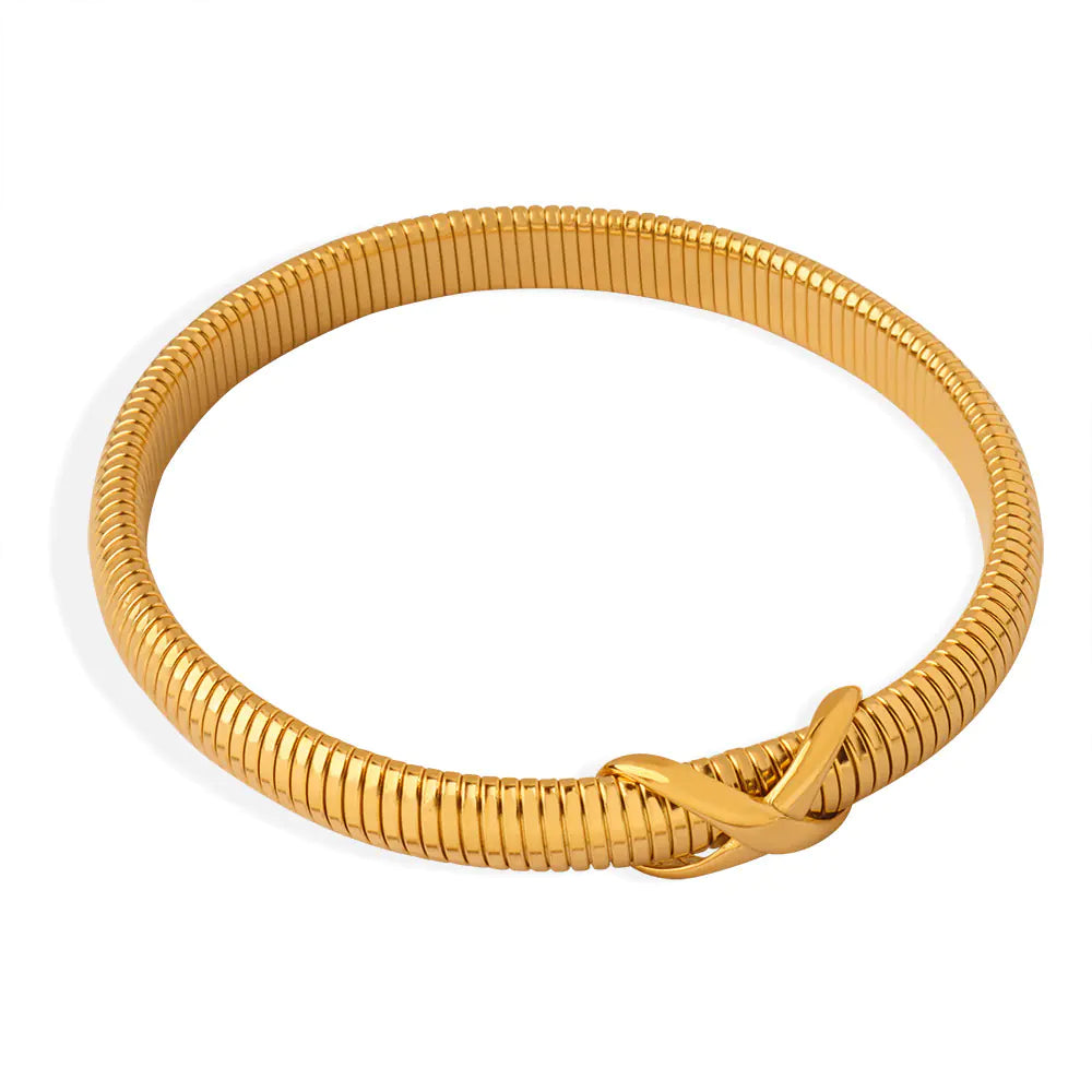 Sculpted Knot Bracelet — Gold-Tone Modern Elegance