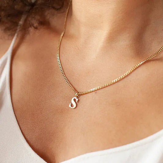 Initial Letter Necklace — Gold-Tone Minimal Pendant