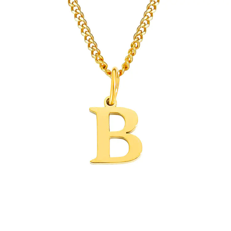 Initial Letter Necklace — Gold-Tone Minimal Pendant