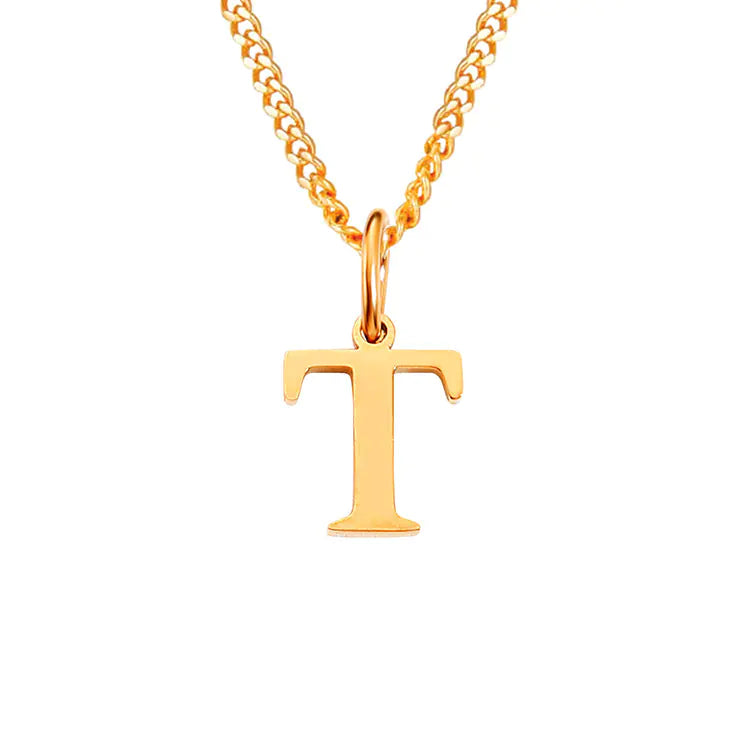 Initial Letter Necklace — Gold-Tone Minimal Pendant