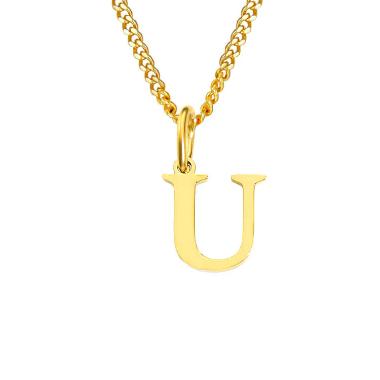 Initial Letter Necklace — Gold-Tone Minimal Pendant
