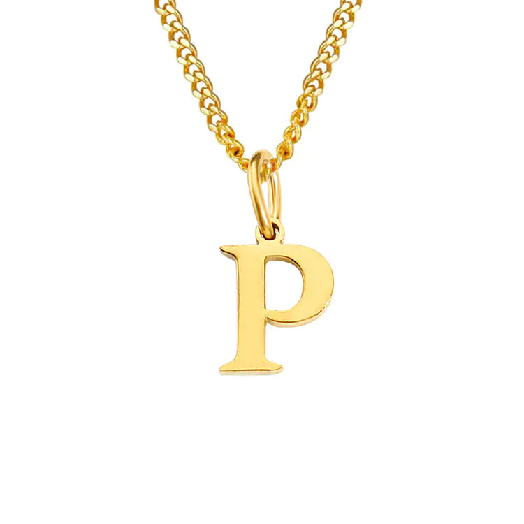 Initial Letter Necklace — Gold-Tone Minimal Pendant